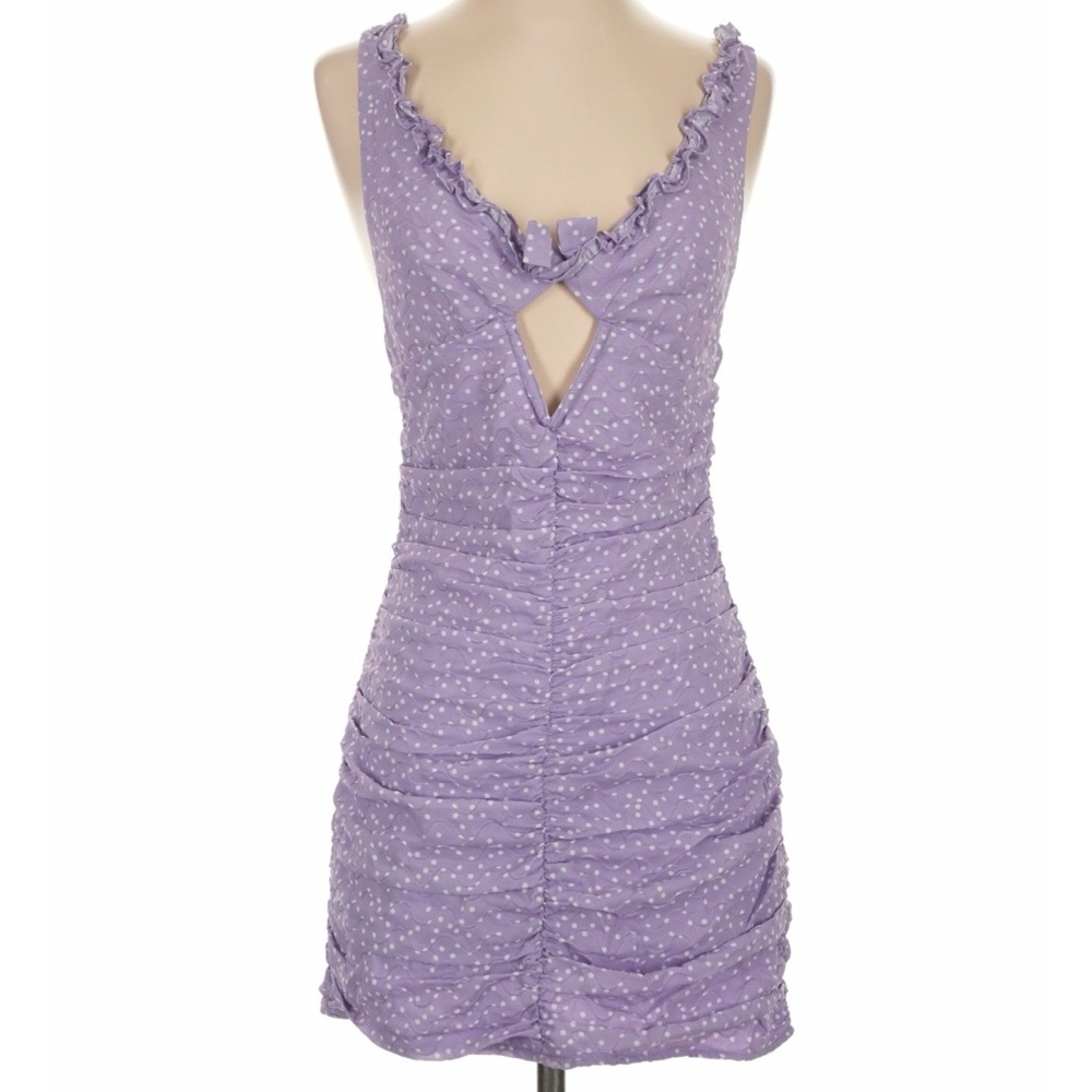 NWT For Love And Lemons Lavender Polka-Dot Ruffled Mini Dress
